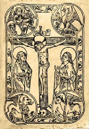 [Gutenberg 46800] • The Legendary History of the Cross / A Series of Sixty-four Woodcuts from a Dutch Book Published by Veldener, A.D. 1483